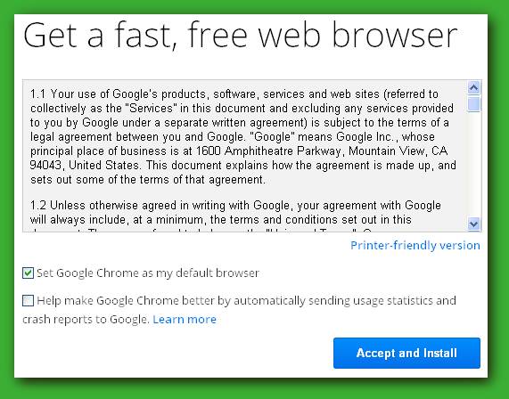 ��������� ��������� Chrome